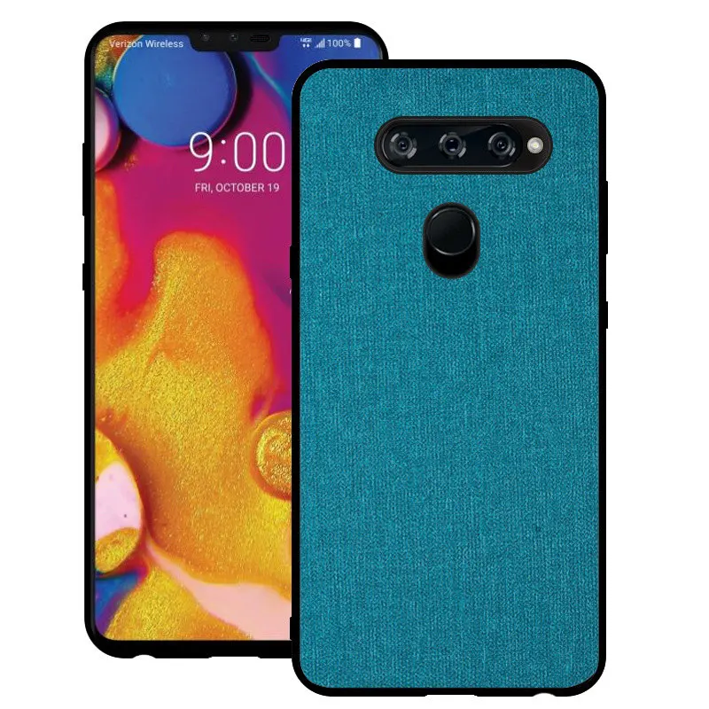 Leather Cloth Texture Case for LG V40 ThinQ Linen Canvas TPU Silicone soft Anti-knock Full protective Cover forLG Capa Funda |