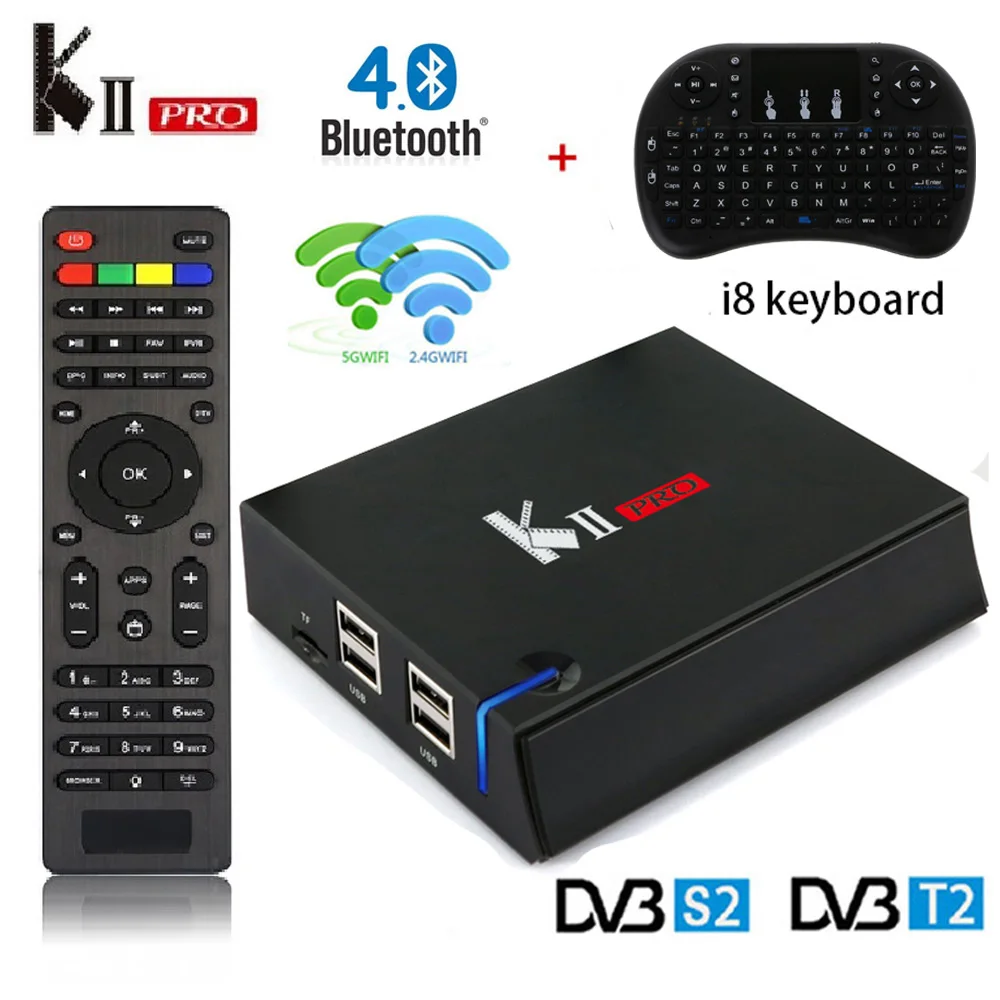 KII PRO DVB-S2 DVB-T2 декодер Android 7,1 Smart tv Box 4K S905d четырехъядерный 2 Гб 16 Гб медиаплеер 2,4G/5G Wifi MECOOL телеприставка