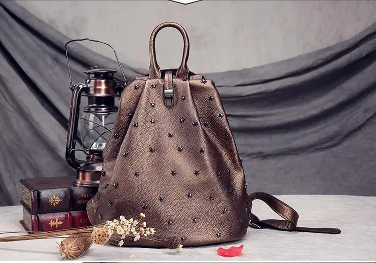 Женский портативный рюкзак из натуральной кожи 2019 первый слой воловьей с