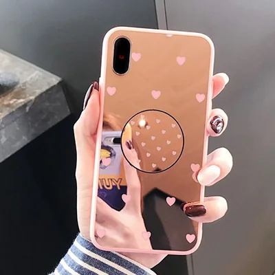 GlamPhoneCase Роскошные зеркальные чехлы для телефонов с сердечком для iphone Max XS XR 8 8plus 7 7plus 6 S/6 Plus модная жесткая задняя крышка - Цвет: pink
