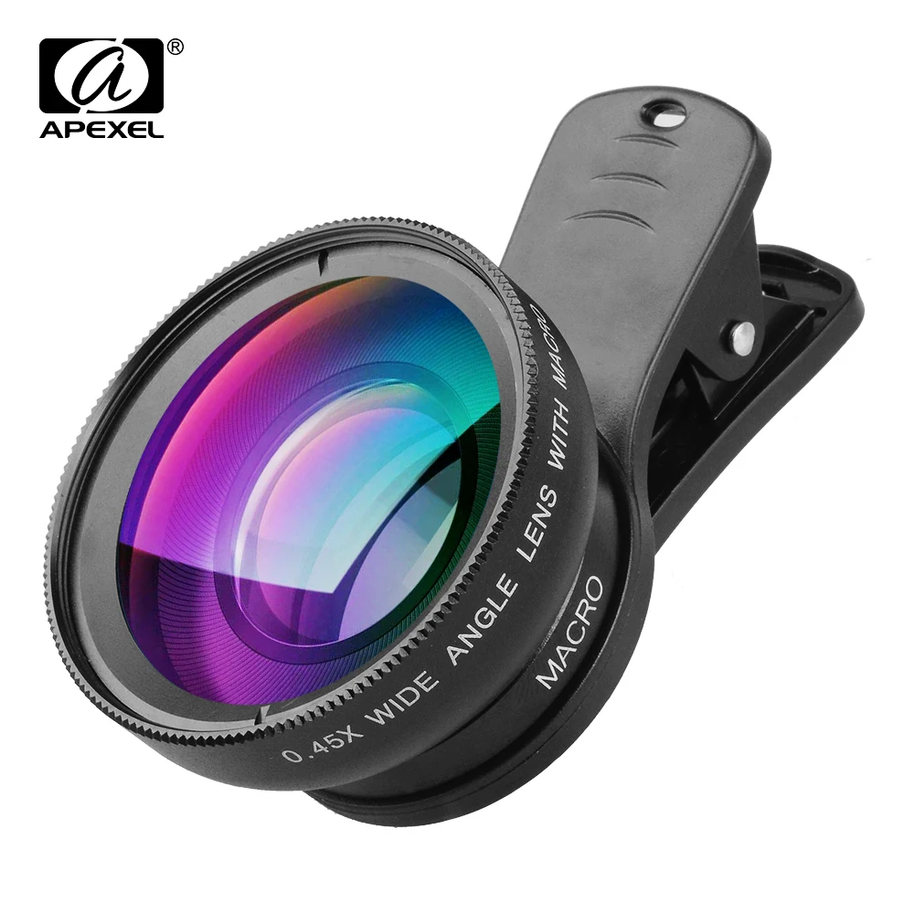 Профессиональный комплект объективов APEXEL HD 0.45X широкоугольный 12.5X макрообъектив