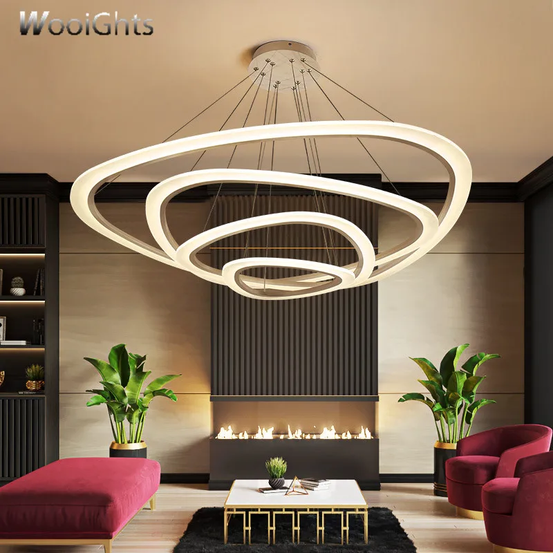 Wooights Circel Rings Modern led ceiling Chandelier lights for living room Dining Room White Dec AC85-265V Ceiling | Лампы и освещение