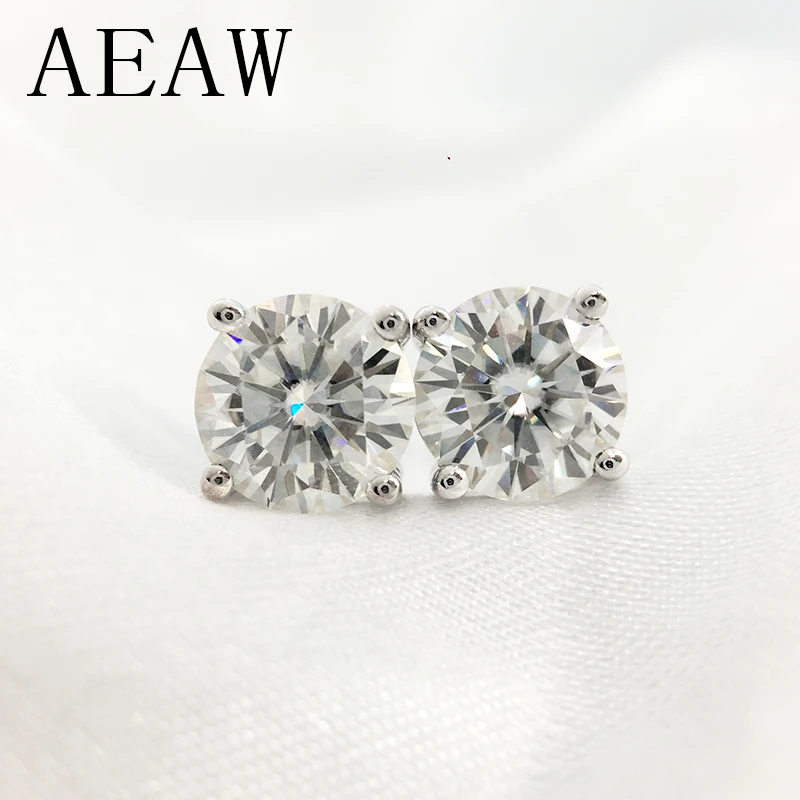 

Genuine14K 585 White Yellow Gold Push Back 2Ctw D color VVS1 Test Positive Lab Grown Moissanite Diamond Earrings For Women