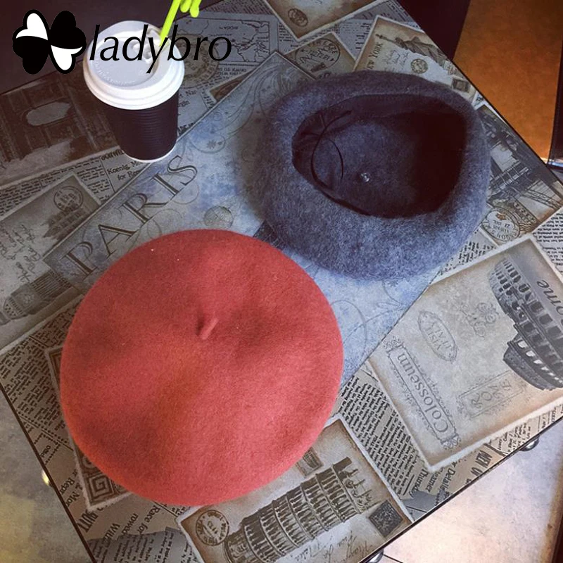 Женский шерстяной берет Ladybro мягкая теплая кашемировая шапка в стиле художника