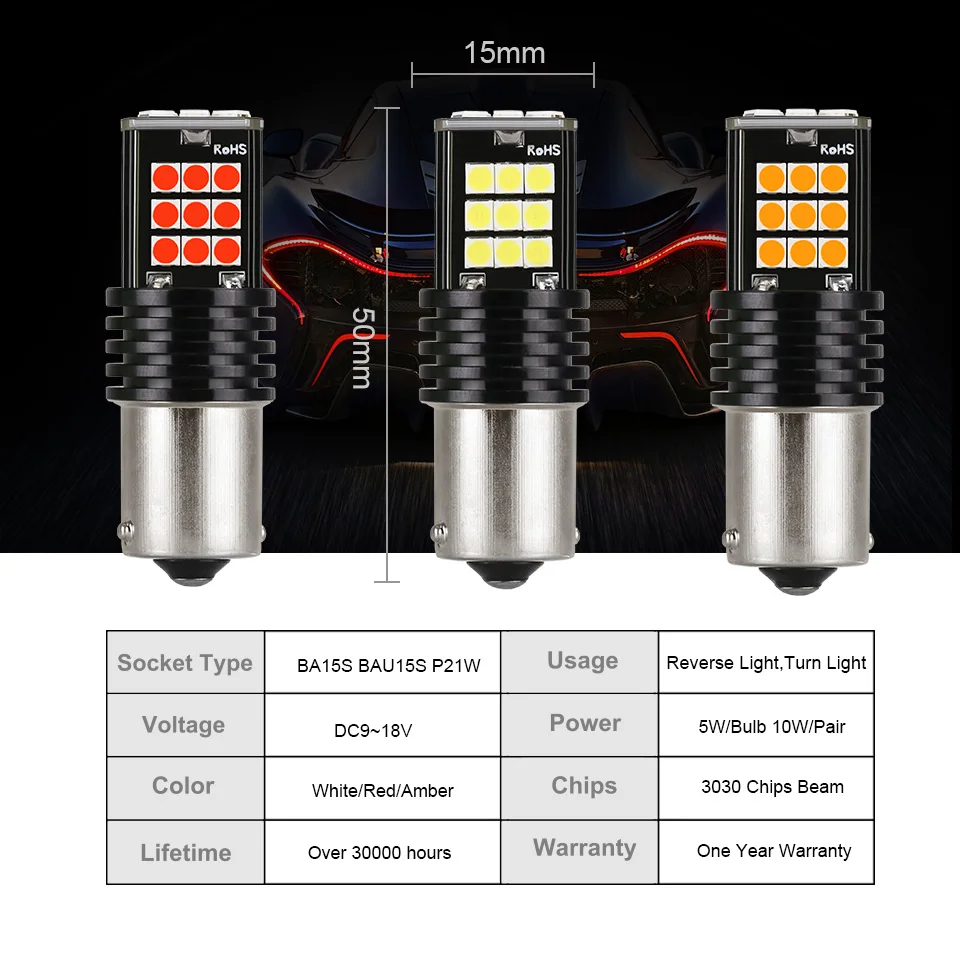 ANMINGPU 2x сигнальная лампа P21W 1156 светодиодный BA15S BAU15S PY21W BAY15D светильник 1157 P21/5 Вт 24