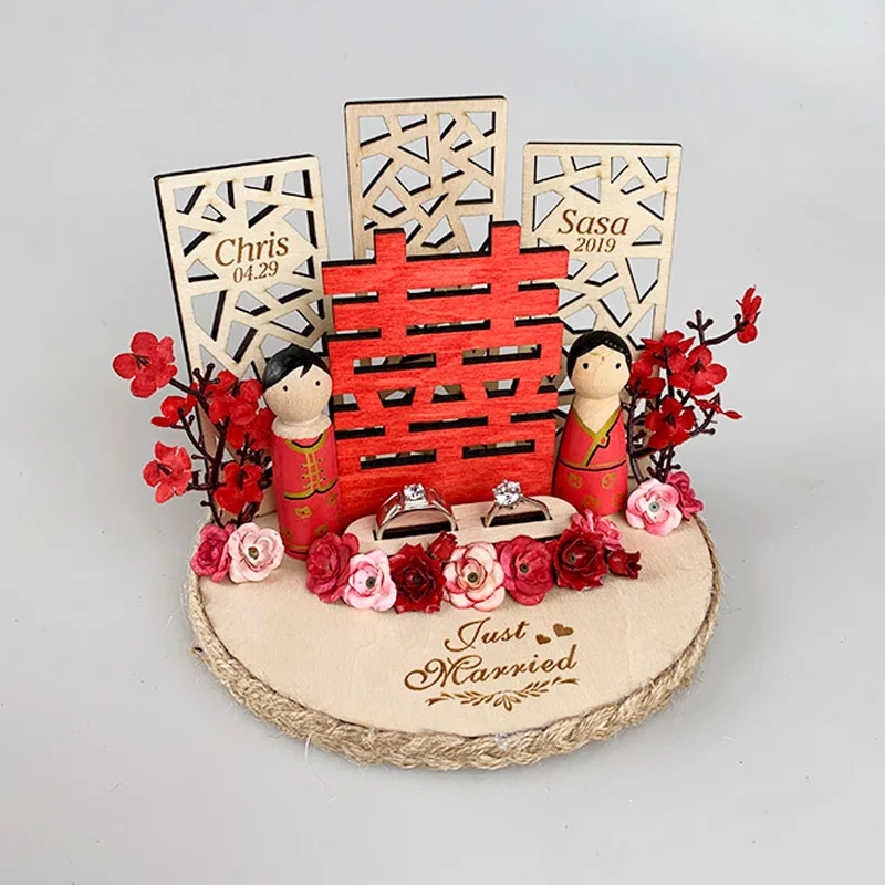 Деревянная коробка держатель для колец в форме цветка|Украшения своими руками