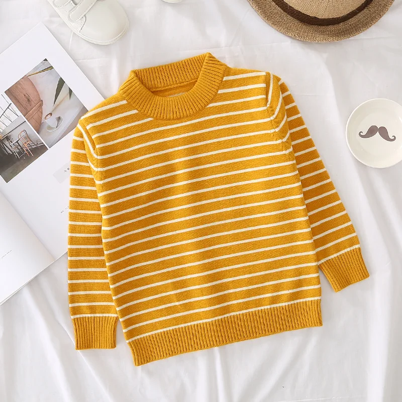 Свитера для маленьких мальчиков и девочек Детский свитер в полоску трикотажная