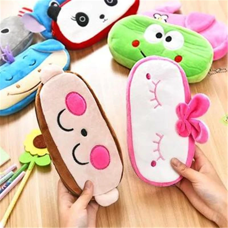 Милая школьная сумка Kawaii Дети плюшевый пенал коробка мультфильм Кот медведь животные канцелярская сумка для детей девочек мальчиков