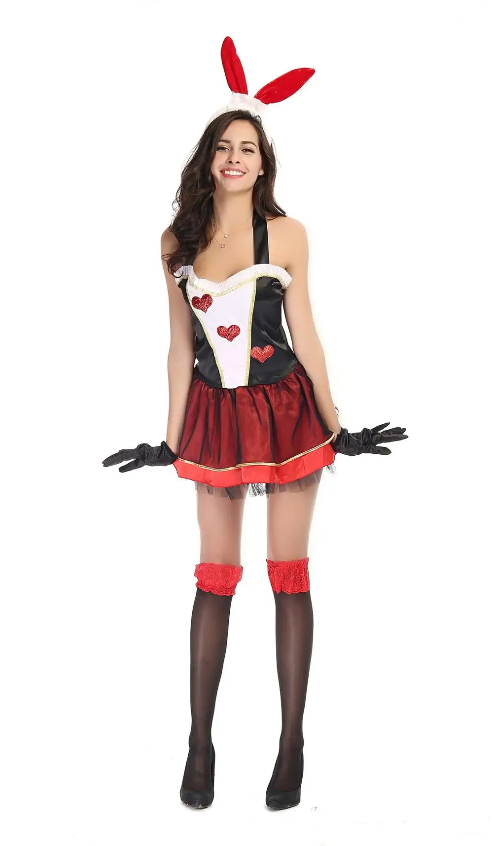 Сексуальный костюм кролика для девушек милое Красное сердце Кролик детка