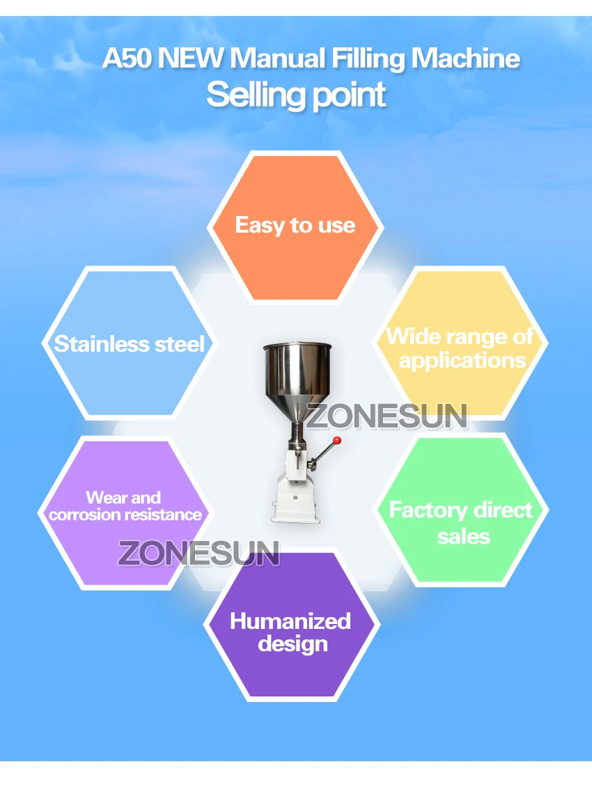 ZONESUN ручная машина для наполнения пасты, машина для наполнения жидкостью, машина для наполнения крема, машина для наполнения соуса, варенья, полировки 0-50 мл