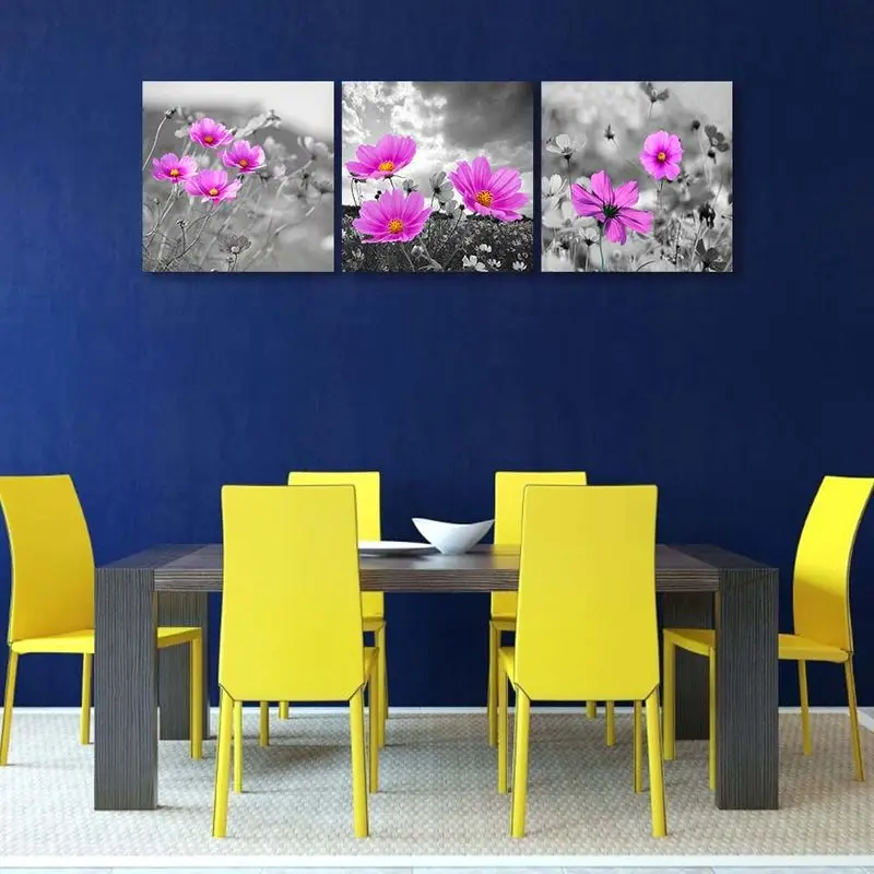 3 Панели черно-белые цветочные принты на холсте настенные художественные