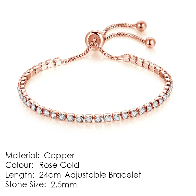 RoseGold Clear H113 32 стиля, браслет и браслет для женщин, роскошный трендовый 5 видов и 11 цветов, Теннисный браслет с кубическим цирконием, модные ювелирные изделия, подарок H095-M - Окраска металла: RoseGold Clear H113