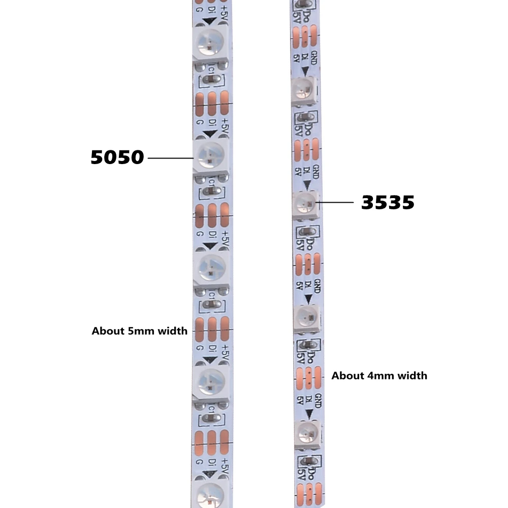 Адресуемый DC5V 0,5 м/1 м/2 м Мини WS2812B Пиксельная Светодиодная лента 4 мм 3535 5 мм 5050 RGB 60 светодиодный s/m WS2812 цифровой светильник SK6812 цвет мечты