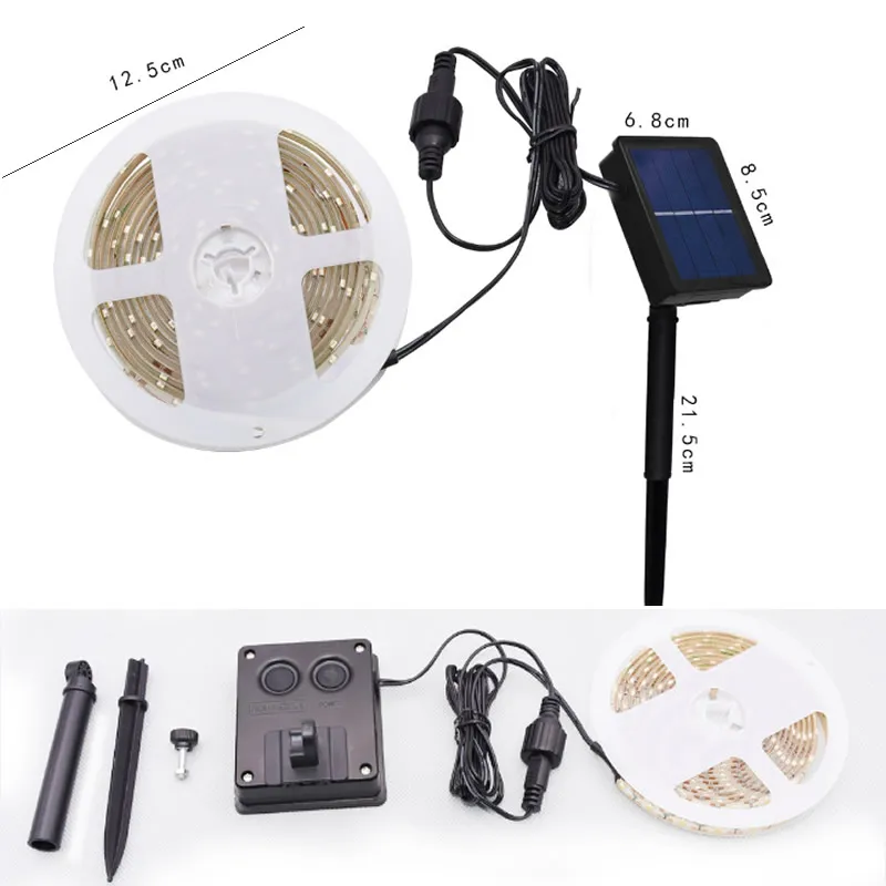 Садовая Солнечная Светодиодная лента 12 В 3 м водонепроницаемая теплая цветная RGB