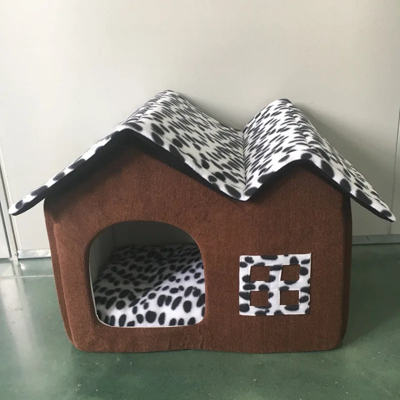Pet Dog House Double Room Brown Bed Soft Warm 55 X 40 42 cm Product | Дом и сад