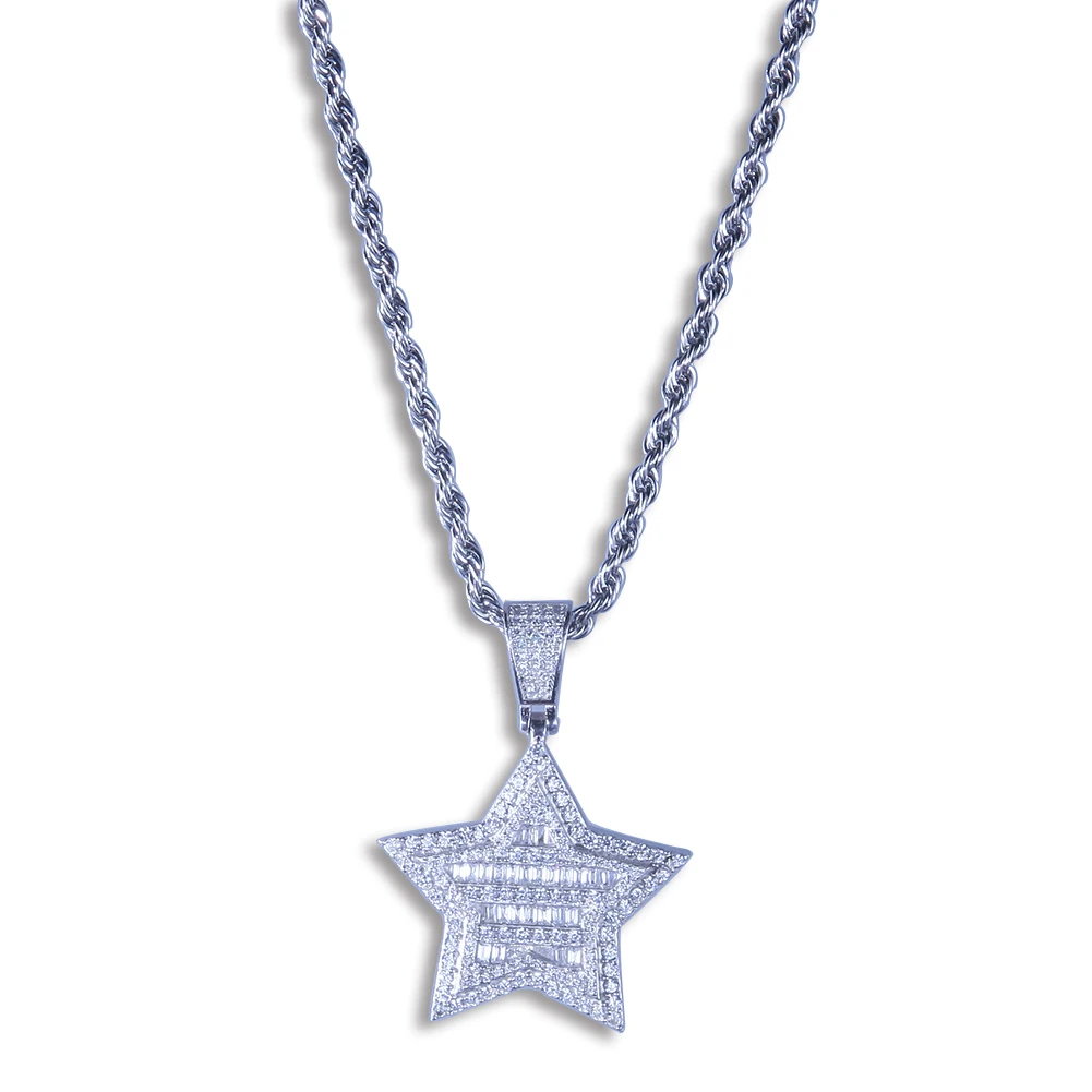 UWIN блестящая Звезда Cz кулон Bling полный Iced Out микро проложили медный материал ожерелье цепь мода хип-хоп ювелирные изделия