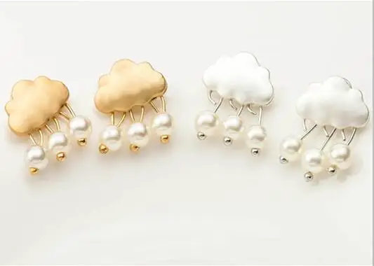 E 1186 серьги с жемчугом и облаком каплями дождя кисточками натуральными бусинами