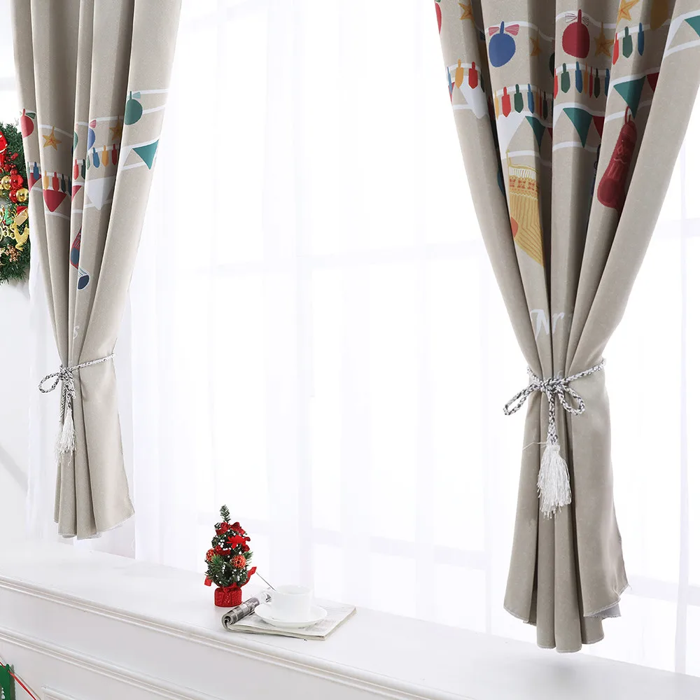 Рождественские затемненные занавески на окно для балкона из вуали тканевые