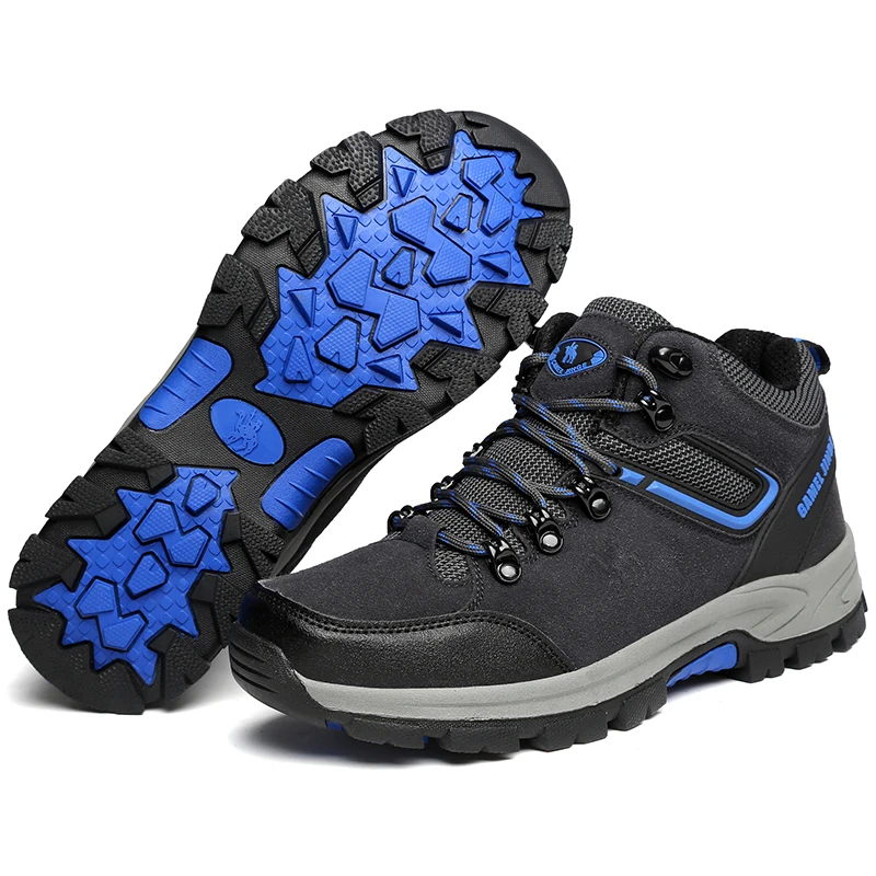 Real Leather Outdoor Hiking Shoes Plus Velvet Men Warm Snow Boots Walking Climbing Non-slip Women Hiking Shoes Trekking Shoes
