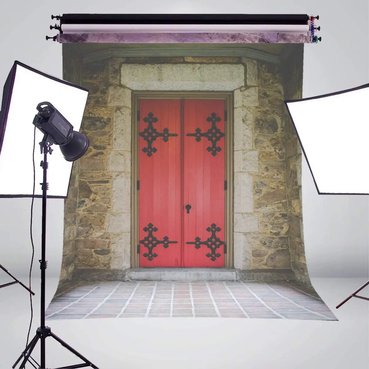 5x7ft древний замок фон для фотосъемки красная дверь Свадьба Ретро фото студия |