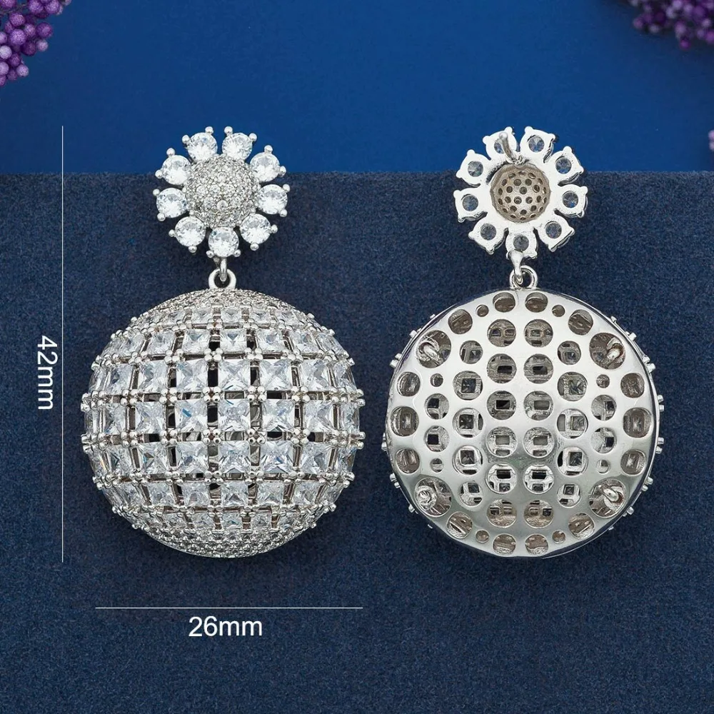 Роскошный цветок кубический шар супер блестящие AAA цирконий серебряного цвета