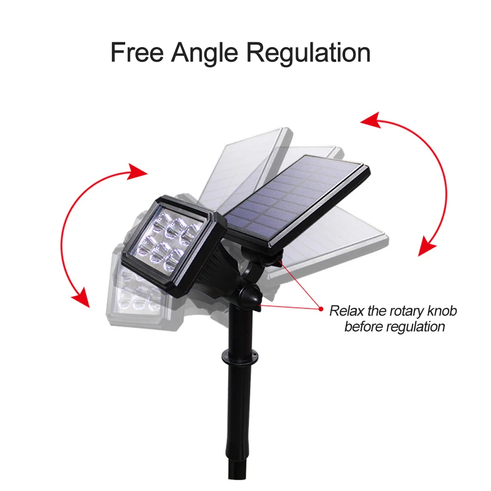 

Solar LED Lanscape Lamp Portable Energy Saving Lawn Light Colorful Double Rotation Joint Lawn Lamp With 6 Bulbs