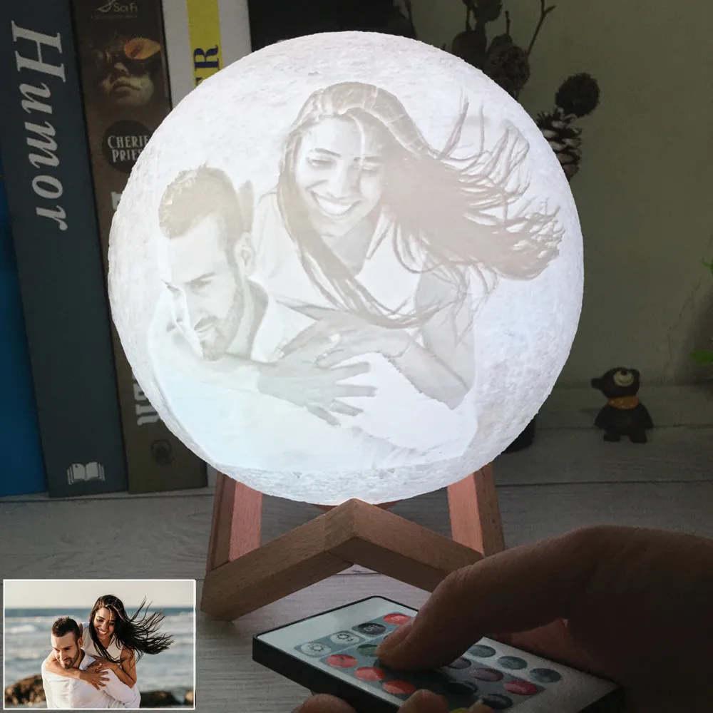 Фото индивидуальная 3D печать Лунная лампа Изменение цвета лунный USB Перезаряжаемый ночник сенсорный/дистанционный 2/16 цветов лунный свет