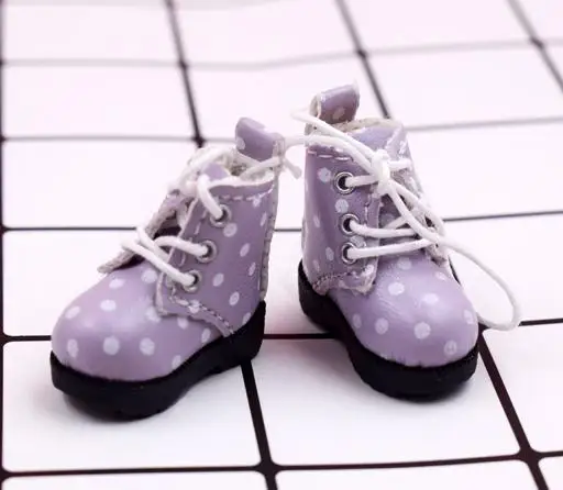 purple 1 пара милых кукольных ботинок martin в горошек для Blyth, Pullip, Barbies 1/6 аксессуары для кукольной обуви - Цвет: purple