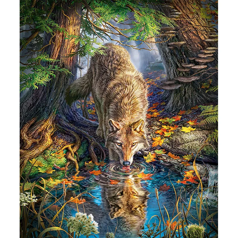

5D DIY Diamond Painting Forest Wolf Diamond Embroidery Cross Stitch Animal Full Handcrafts Mosaic Home Decor Paintings