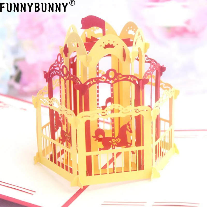 FUNNYBUNNY ручная работа карусель 3D открытка на день рождения Детские открытки с