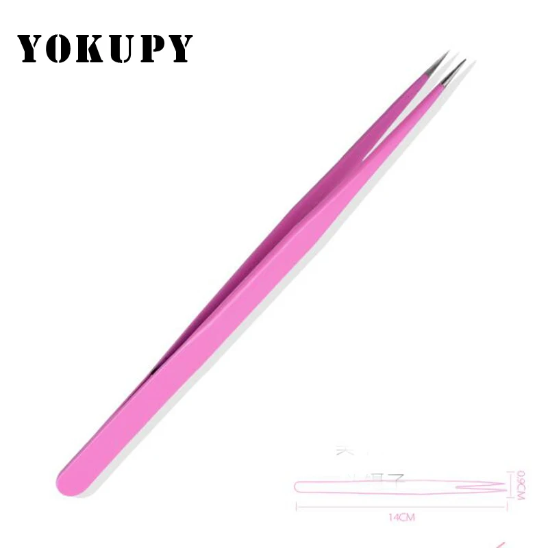 1 шт. пинцет из нержавеющей стали с прямым изогнутым изгибом розовый Eyebrown острый