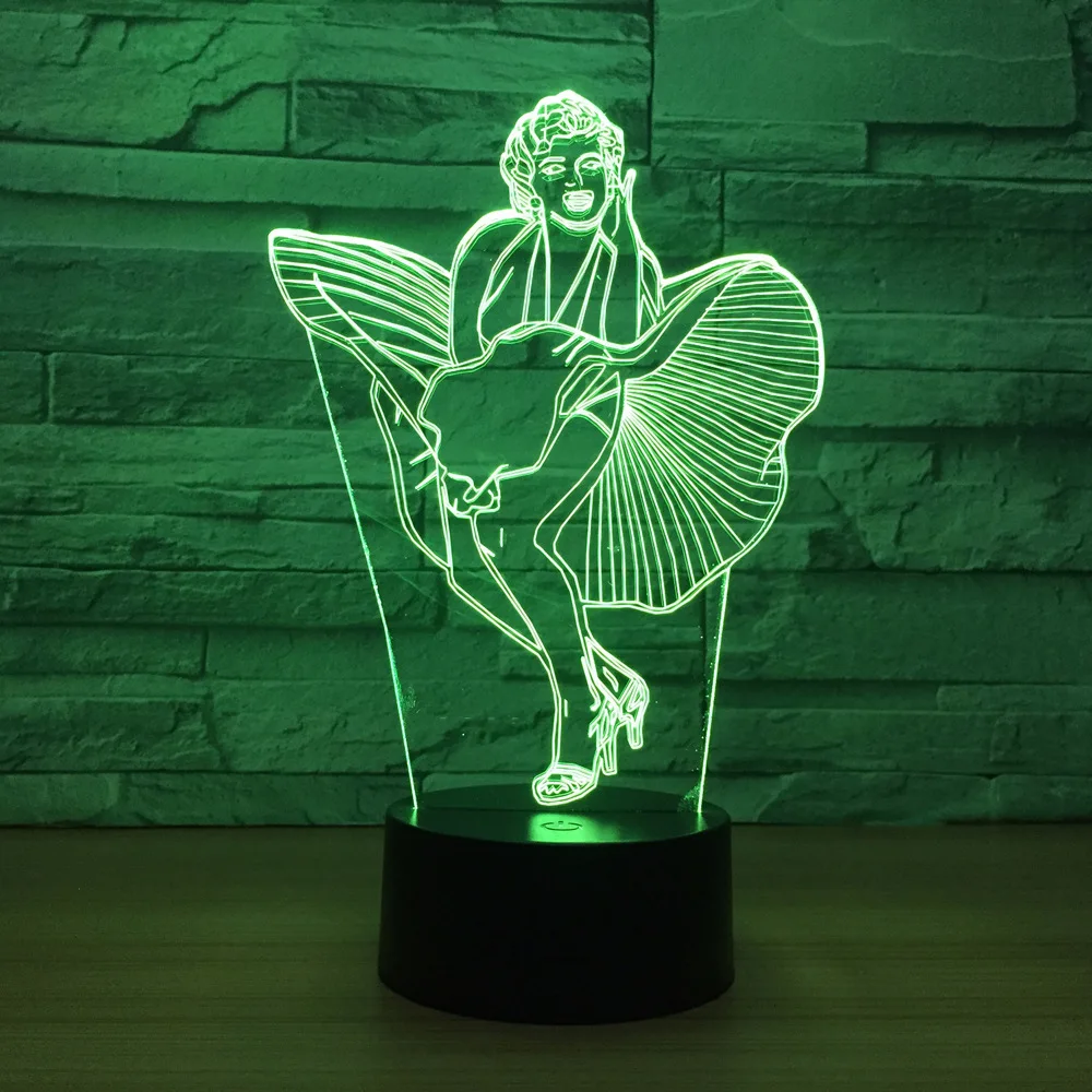 3d ночник Marilyn Monroe цветной сенсорный светодиодный визуальный подарок для спальни
