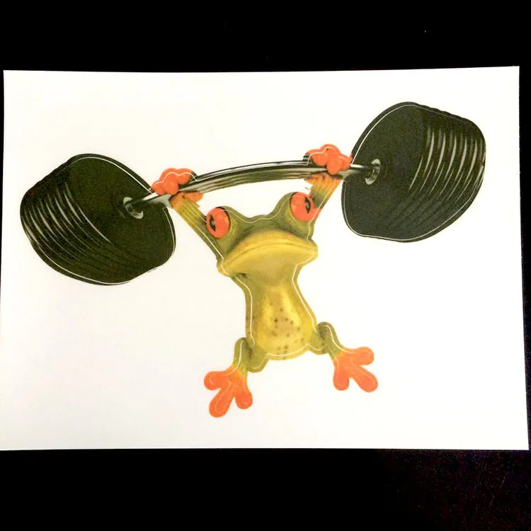 Weightlifting frogs Забавные 3D Мультяшные красочные наклейки на автомобиль с лягушками, Виниловая наклейка на корпус, царапается, Стайлинг автомобиля, аксессуары для мотоциклов - Название цвета: Weightlifting frogs