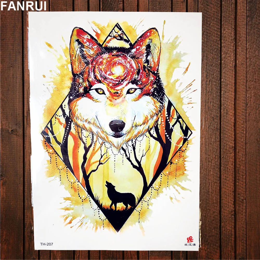 Временные тату наклейки на грудь для мужчин и женщин Галактики волка арт рук