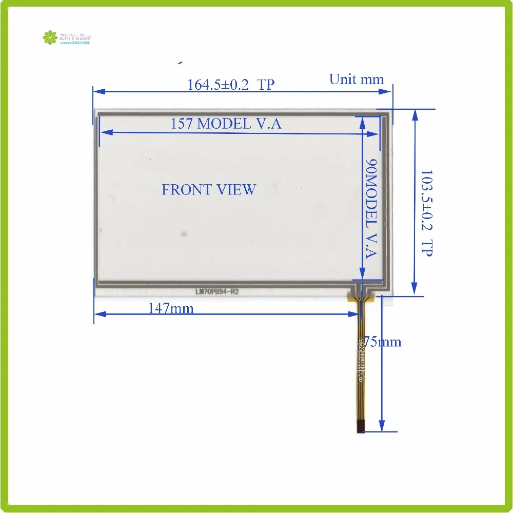 7-дюймовый сенсорный экран LM70PB94R2 164 мм * 103 сопротивление 4 lins стекло touchsensor 164*103