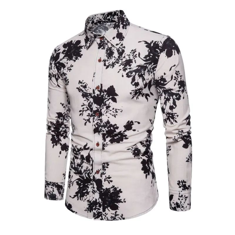 Новый бренд-Костюмы 2018 Модная рубашка мужской Лен рубашки Slim Fit отложным Для
