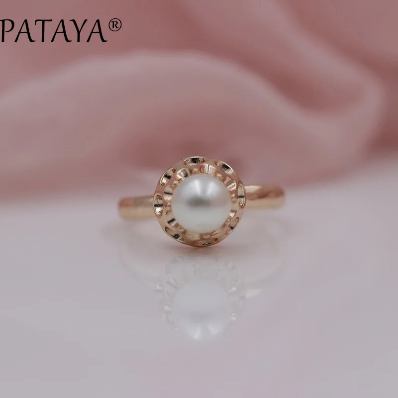 Женские кольца из розового золота 585 пробы с искусственным жемчугом|rose gold ring|gold