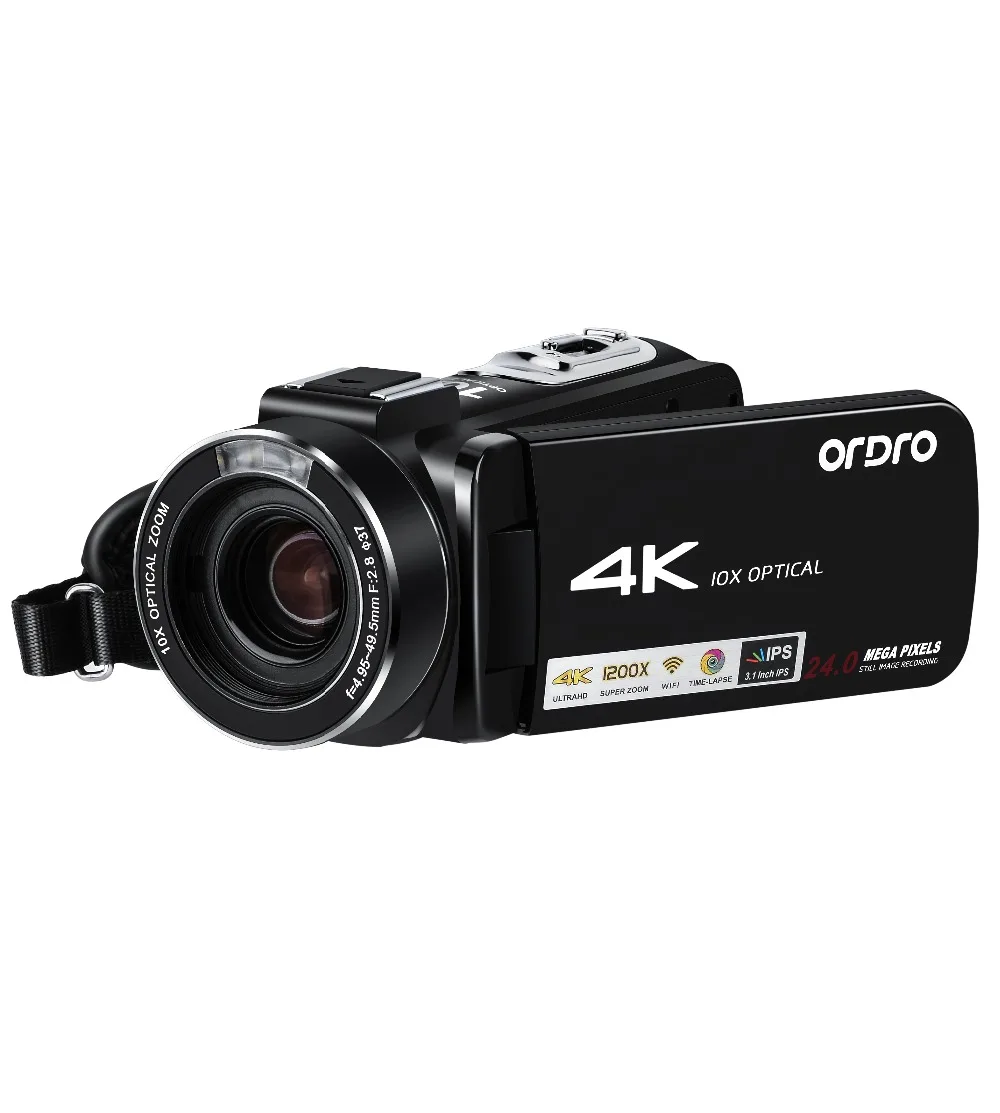Ordro AC7 4K UHD цифровые видеокамеры FHD 24MP 120X цифровой зум 10X оптический WiFi ips сенсорный экран DV мини-видеокамеры