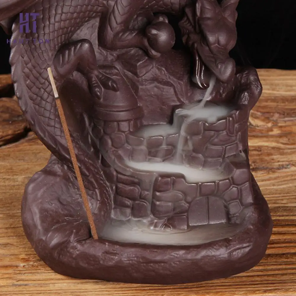 Благоприятный Дракон фиолетовый песок дым обратный Ладан горелки Творческий