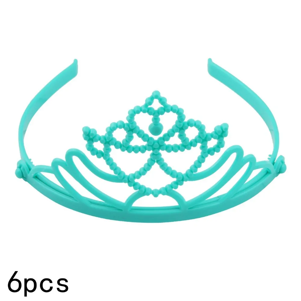Green Headbands 6 шт. Candygirl пластиковая повязка-корона для маленьких девочек Детская тиара обруч для волос аксессуары, лента для волос головной убор DIY - Цвет: Green Headbands
