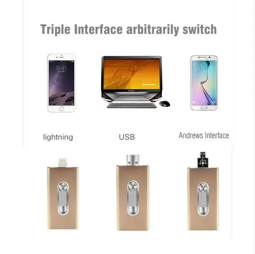 Новый Usb 3.0 Flash Drive Для iPhone 7/6/6 s Plus/5S/5/5c Ручка диск HD Memory Stick Micro Mobile OTG Pendrive 8/16/32/64 ГБ