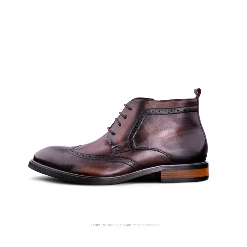 Мужские зимние ботинки до щиколотки западные свадебные оксфорды метро с круглым