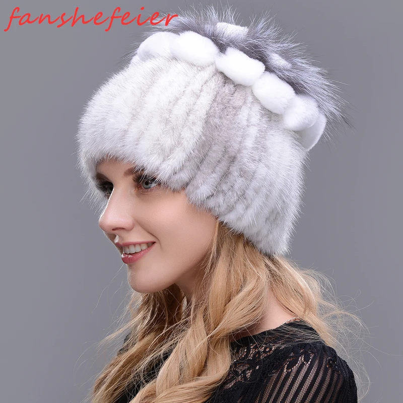 FANSHEFEIER 2019 Новая женская меховая шапка зимняя Лыжная теплая защита ушей норка и из