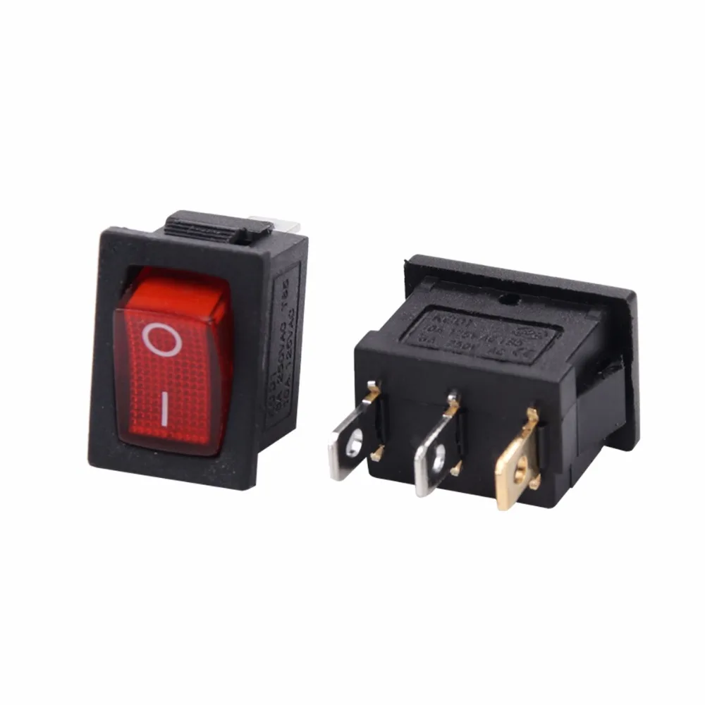 10 шт. KCD1-102N лодка Кулисный Переключатель 250 В 3 Pin SPST Мини кулисный переключатель