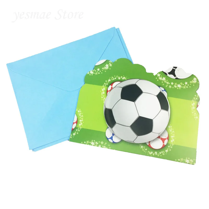 6 шт. карточек + конверты для мальчиков футбольная тематическая вечеринка