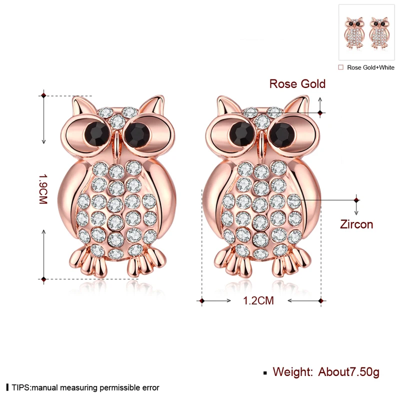 

Cute Owl Earring Piercing Stud Earrings For Women European Jewelry Mother's Day Gifts Party
