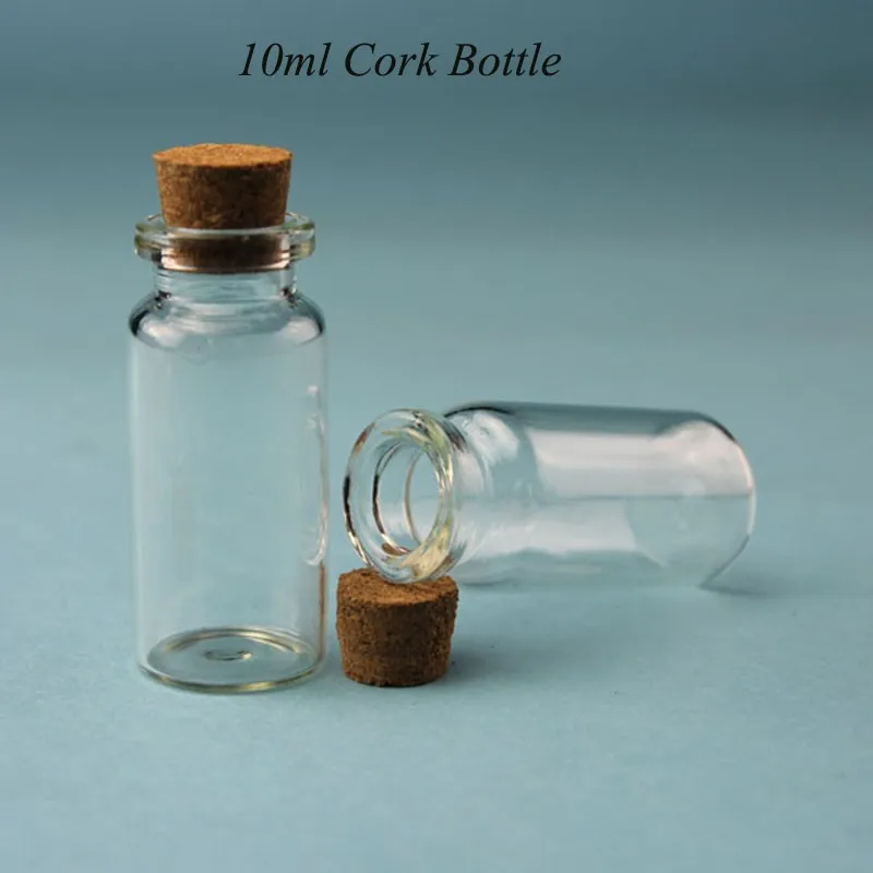 100 шт./лот 10 мл Стекло пробка бутылки мини-проба флакон подарок банку 1/3OZ пустая маленькая косметический контейнерная пробка многоразового упаковка