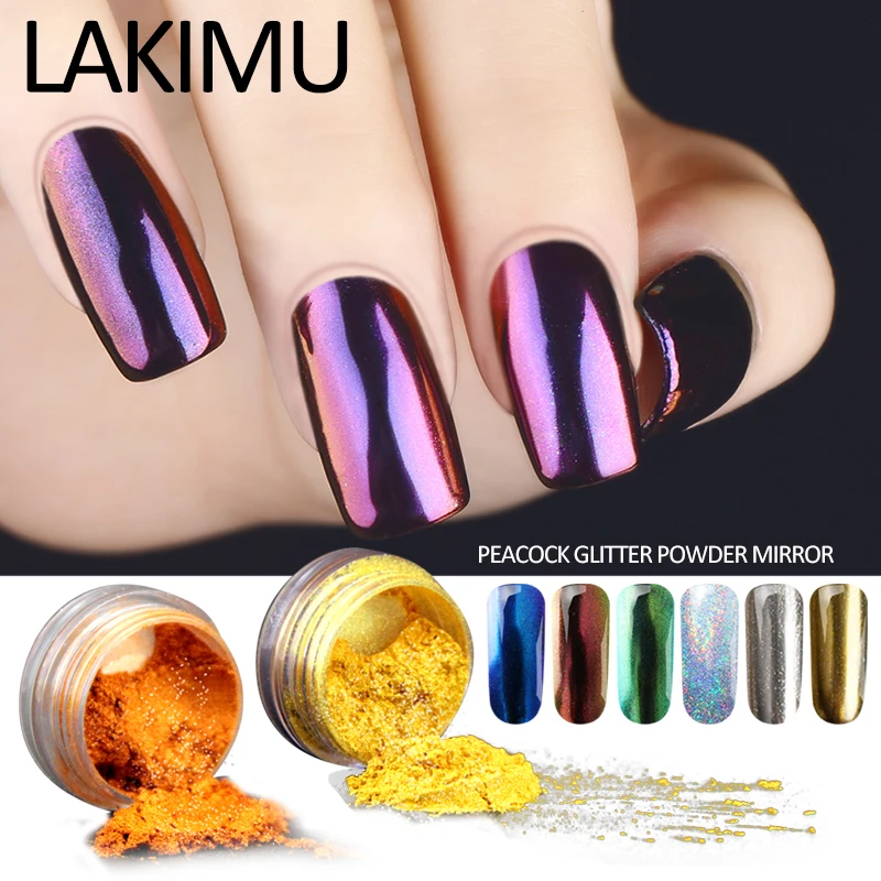 LAKIMU украшения для ногтей зеркальный порошковый хромированный пигмент блестки
