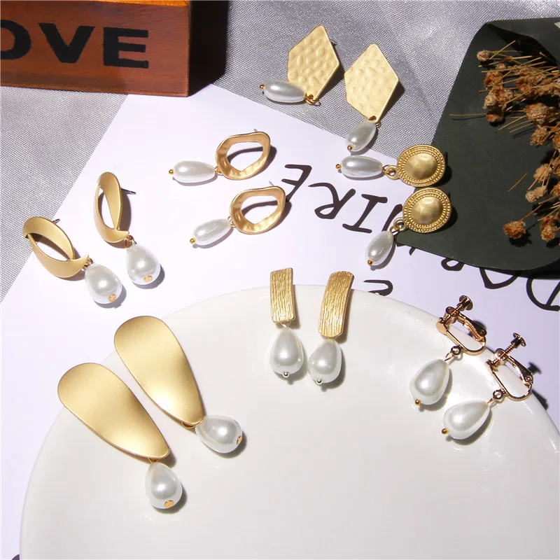 Новый дизайн богемные висячие серьги из натурального жемчуга металлические