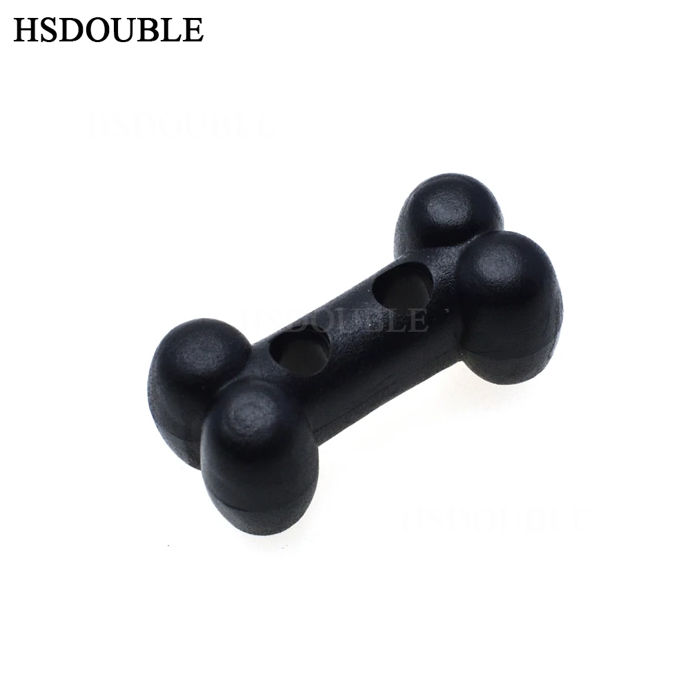 

10pcs/pack Plastic Dog Bone Shape Button Cord Lock Toggle Stopper Black